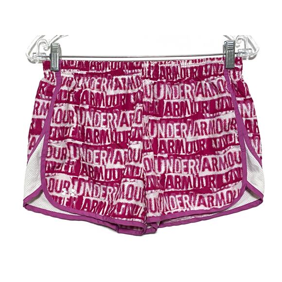 Under Armour Heat Gear Semi Fitted Pink Gym Shorts Women M Athleisure Run Sporty - Picture 1 of 10